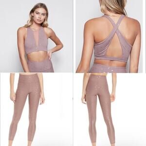 Good American After Glow Sports Bra & High Waist Leggings Ombre Foil SET!